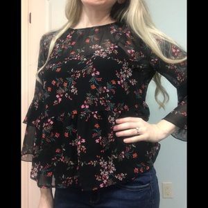 Arizona Jean Co Jrs Large Floral babydoll blouse